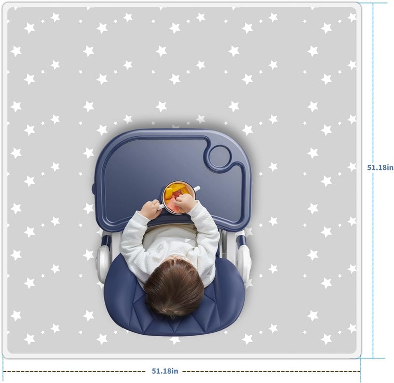 zonBroth High Chair Splash pad, 51" 51 Non-Slip Waterproof Multi-Purpose Splash pad, Washable Splash pad for high Chair Floor Protection Table Cloth Portable Early Education Picnic Play mat (Star) - Image 3
